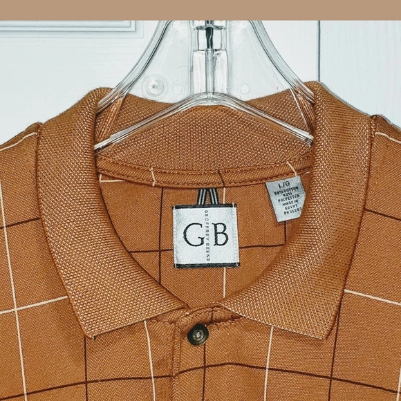 Geoffrey Beane Sz L Polo Shirt Window Pane Design - Picture 3 of 5